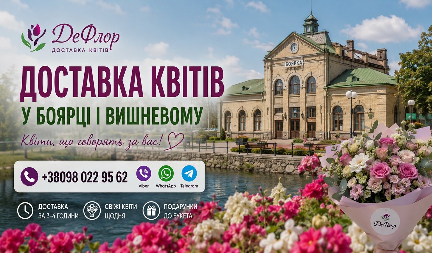 Доставка букетів у Боярці та Вишневому від сервісу ДеФлор до дверей отримувача